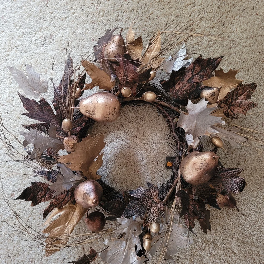 Cost Plus World Market Gold and Brown Holiday Wreath
